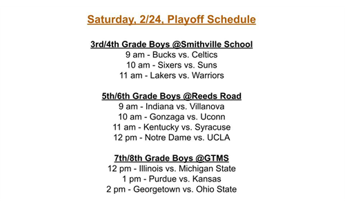 Saturday, 2/24 Boys Schedule